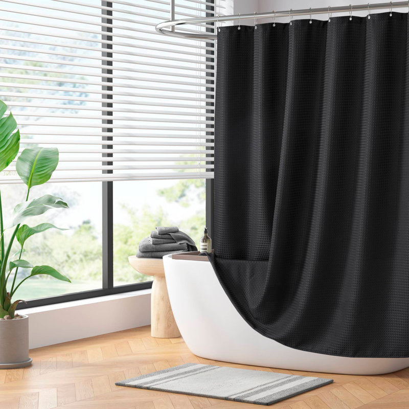 Arbor Waffle Shower Curtain - Water Repellent Polyester Bathroom Decor
