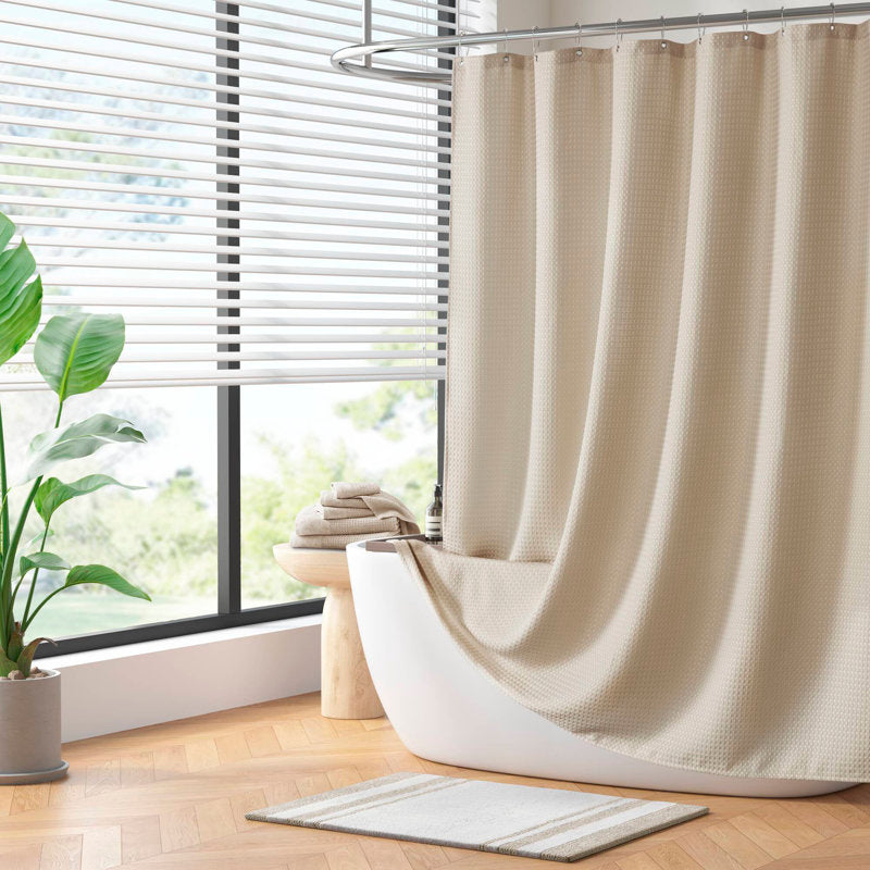Arbor Waffle Shower Curtain - Water Repellent Polyester Bathroom Decor