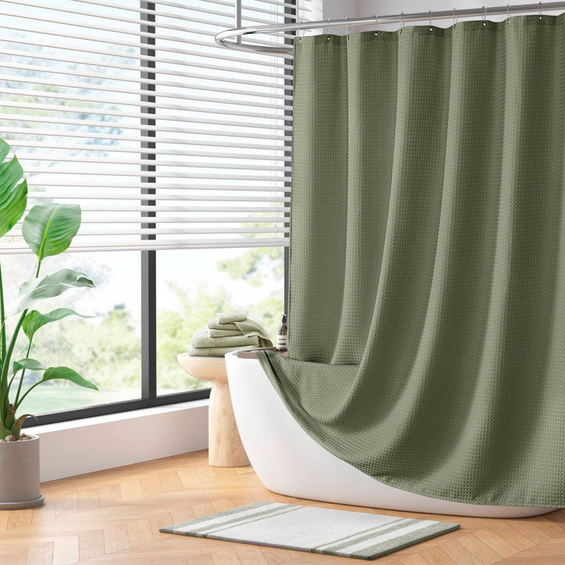 Arbor Waffle Shower Curtain - Water Repellent Polyester Bathroom Decor