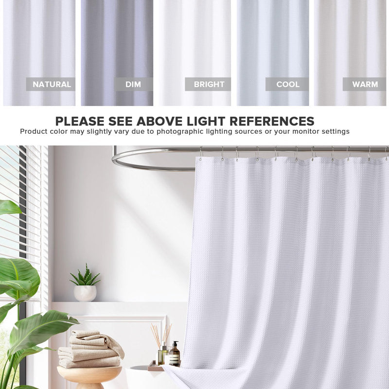 Arbor Waffle Shower Curtain - Water Repellent Polyester Bathroom Decor
