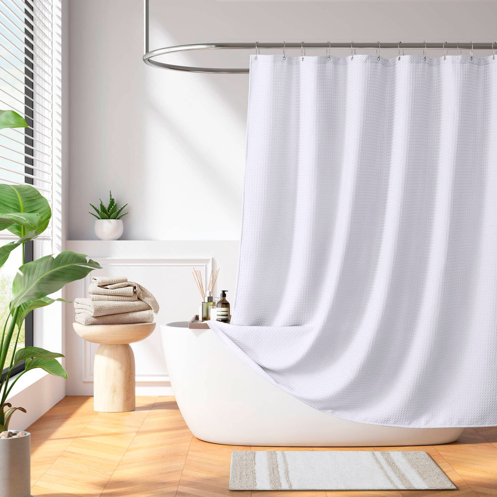 Arbor Waffle Shower Curtain - Water Repellent Polyester Bathroom Decor