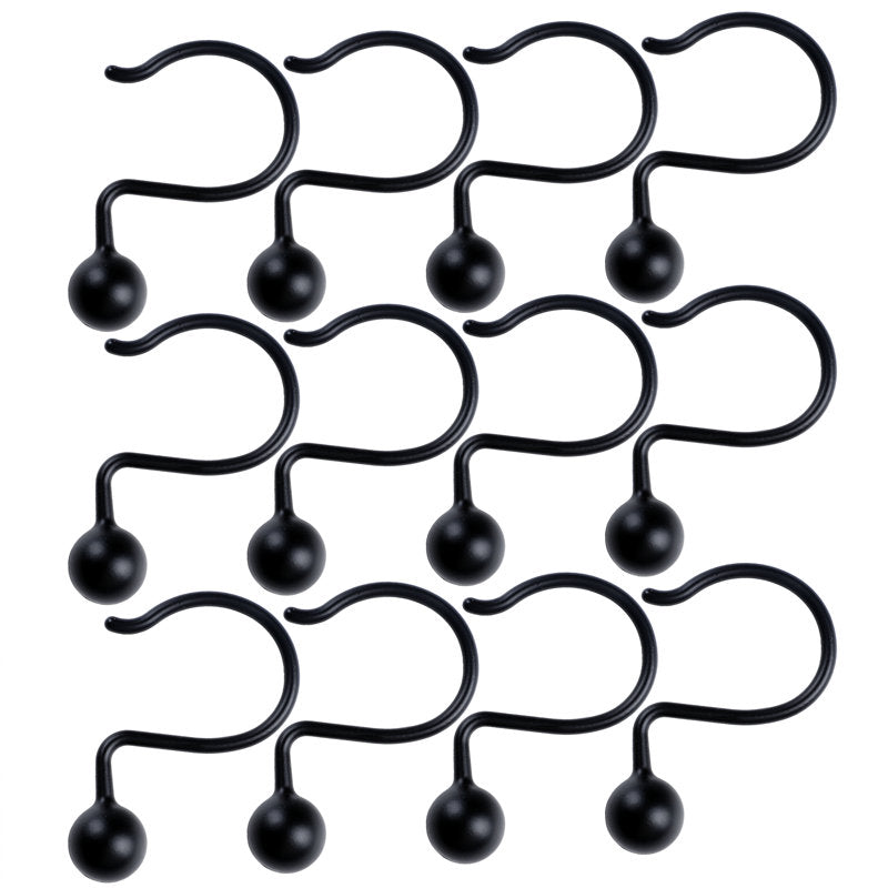 Ball Steel Shower Curtain Hooks - Rust-Resistant Bathroom Rings