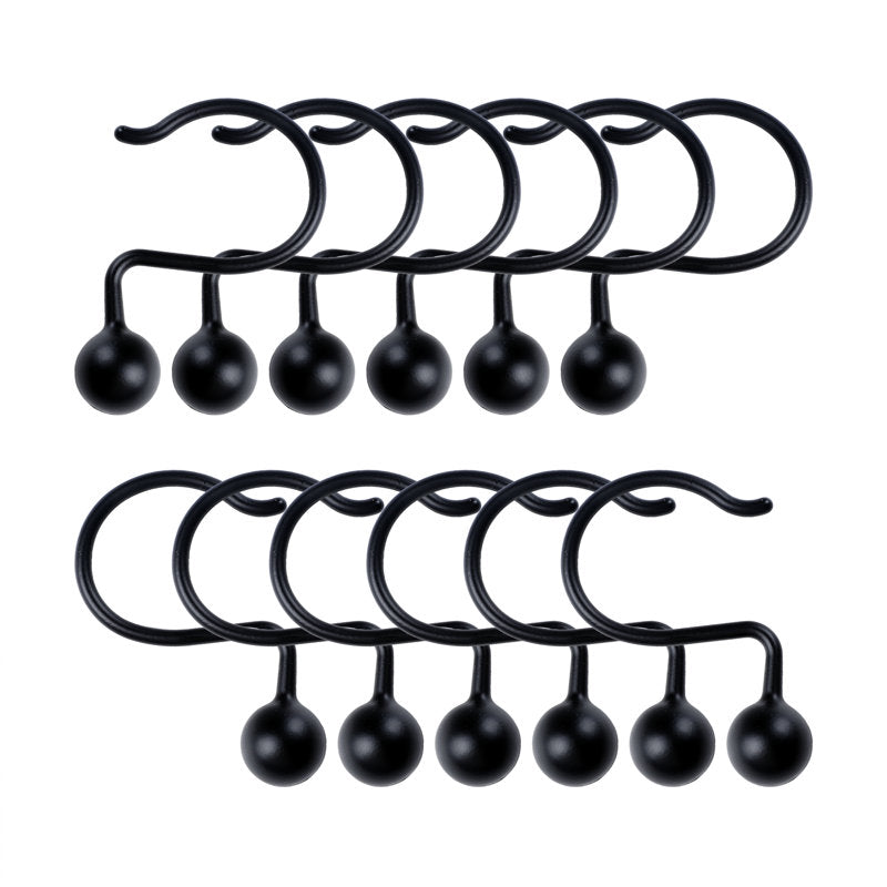 Ball Steel Shower Curtain Hooks - Rust-Resistant Bathroom Rings