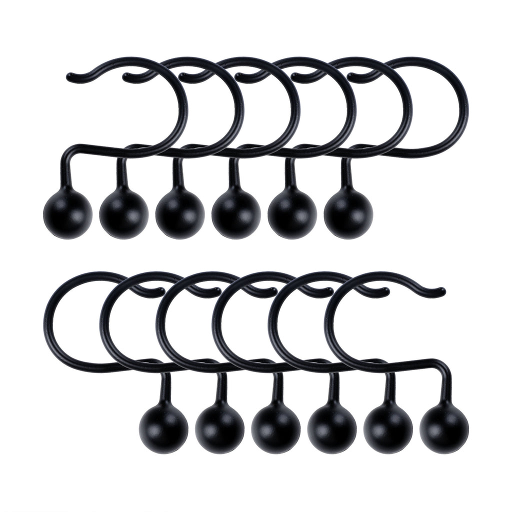 Ball Steel Shower Curtain Hooks - Rust-Resistant Bathroom Rings