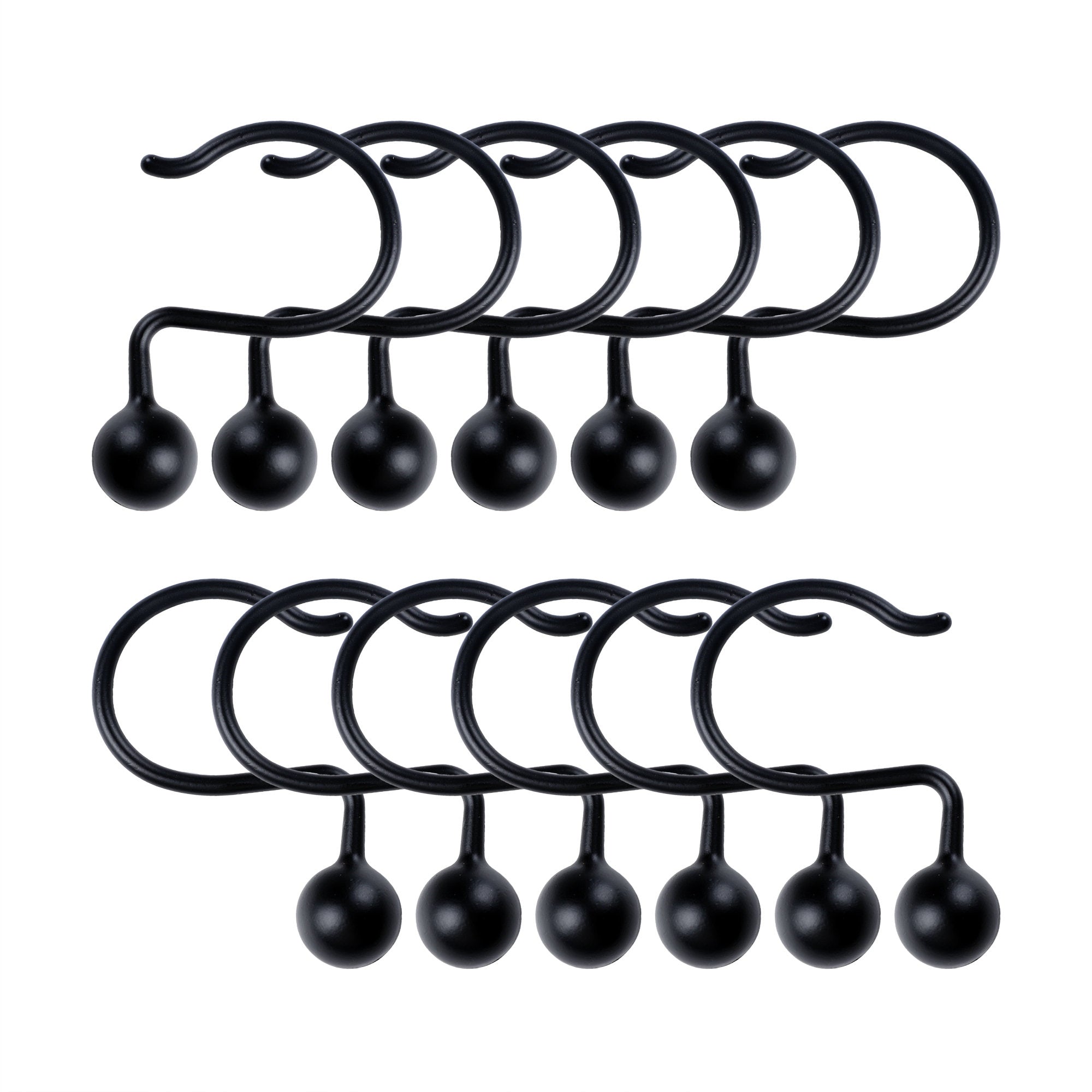 Ball Steel Shower Curtain Hooks - Rust-Resistant Bathroom Rings