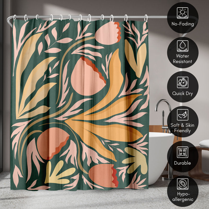 Botanical Floral Shower Curtain - Premium Polyester Bathroom Decor