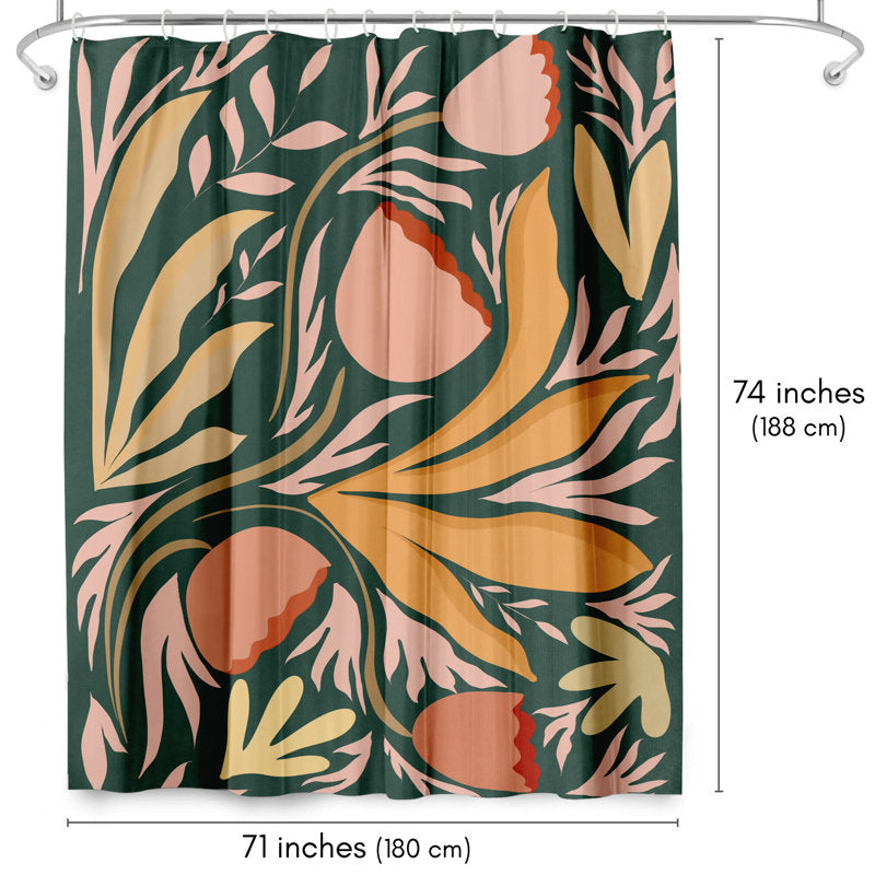 Botanical Floral Shower Curtain - Premium Polyester Bathroom Decor