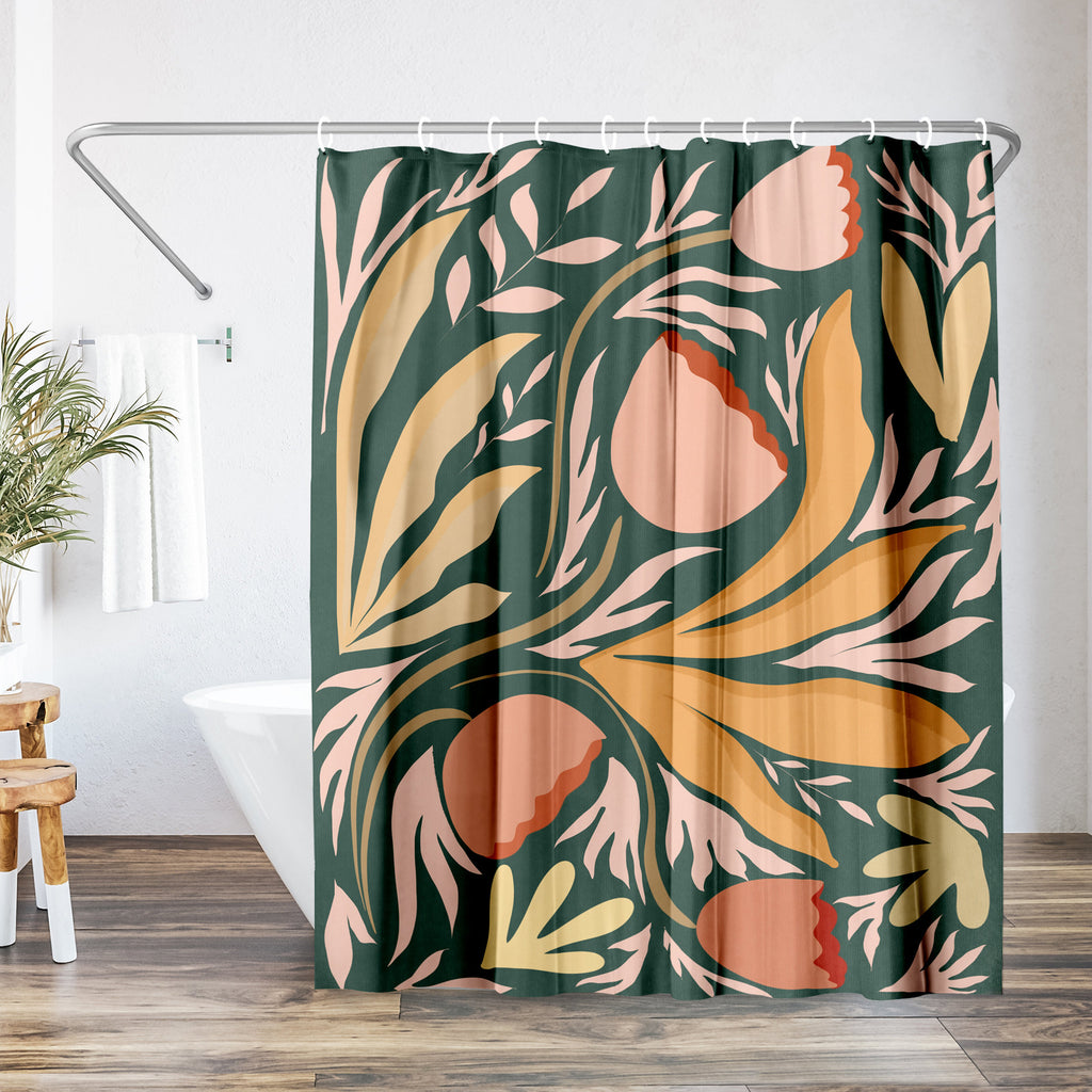 Botanical Floral Shower Curtain - Premium Polyester Bathroom Decor