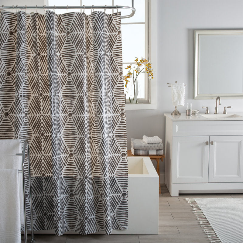 Charleigh Geometric PEVA Shower Curtain - Eco-Friendly Bathroom Decor