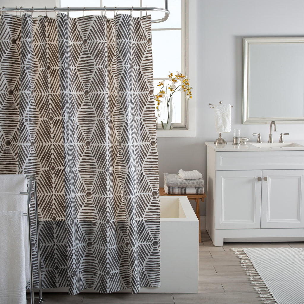 Charleigh Geometric PEVA Shower Curtain - Eco-Friendly Bathroom Decor