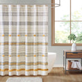 Cotton Striped Shower Curtain with Tassels - Boho Bathroom Decor