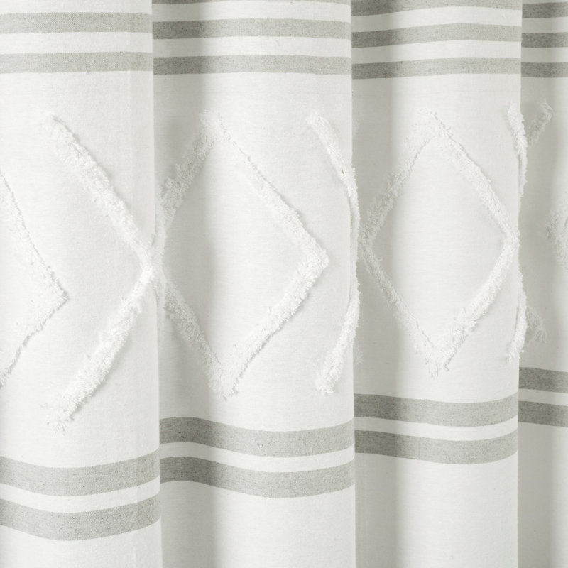 Tufted Cotton Blend Shower Curtain - Urban Diamond Stripe Gray/White