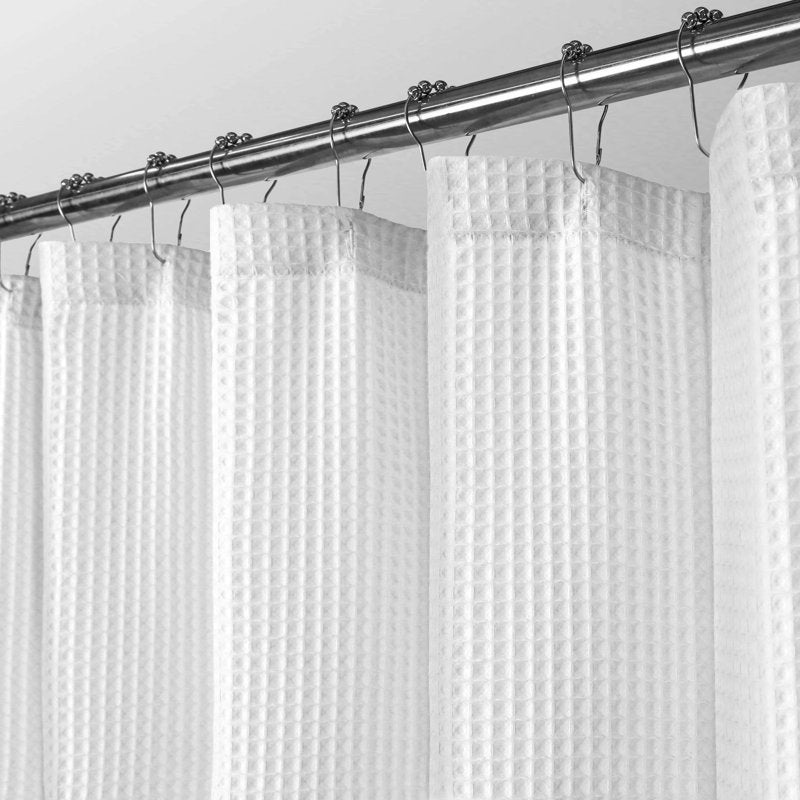 Cotton Blend Waffle Shower Curtain - Spa Style Honeycomb Bath Decor