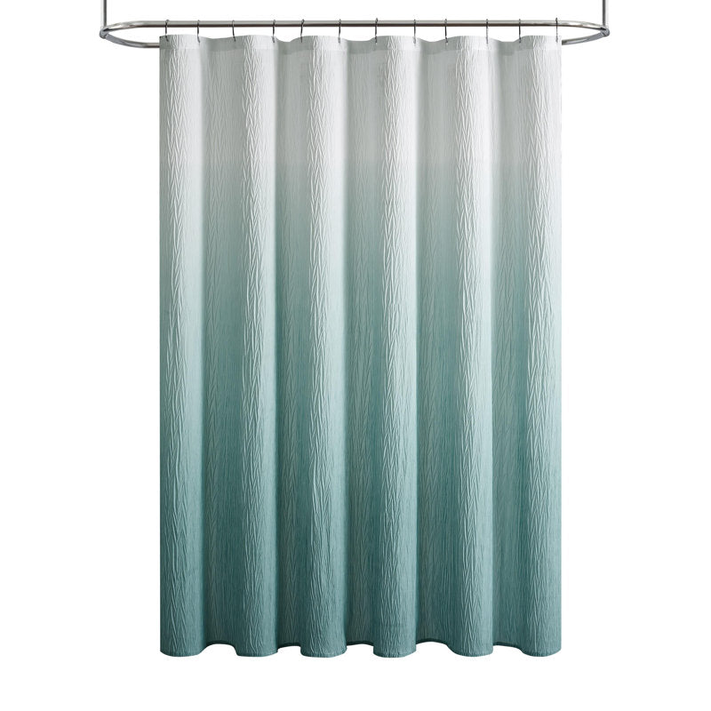 14-Piece Crushed Ombre Shower Curtain Set with Rug & Hooks