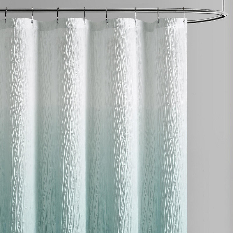 14-Piece Crushed Ombre Shower Curtain Set with Rug & Hooks