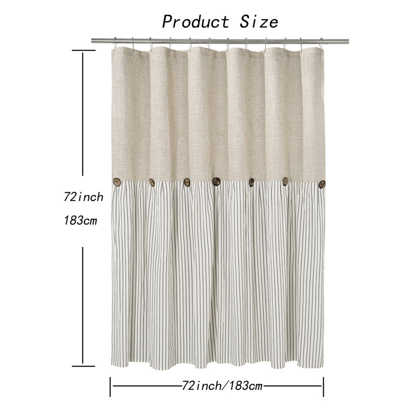 Farmhouse Striped Cotton Shower Curtain - Rustic Bathroom Decor