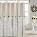 Farmhouse Striped Cotton Shower Curtain - Rustic Bathroom Decor