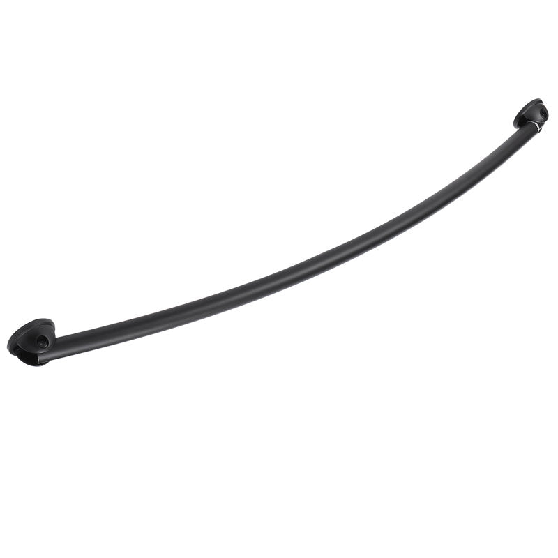 Curved Adjustable Shower Curtain Rod - Matte Black Steel Wall Mount