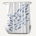 Fish Print Polyester Shower Curtain - Nautical Bathroom Decor