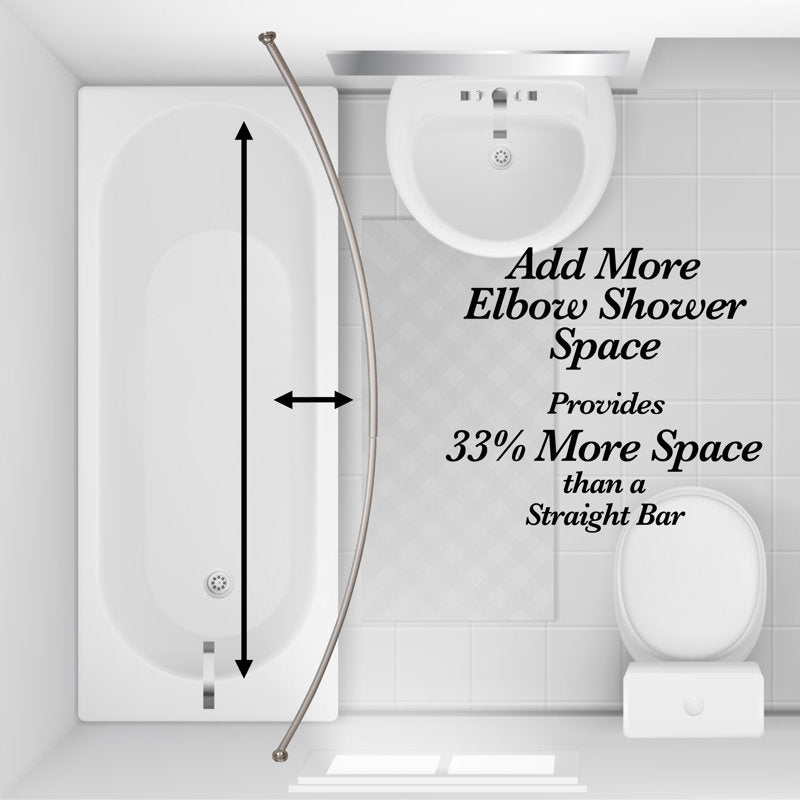 72" Curved Shower Curtain Rod - Stainless Steel Fixed Bath Pole