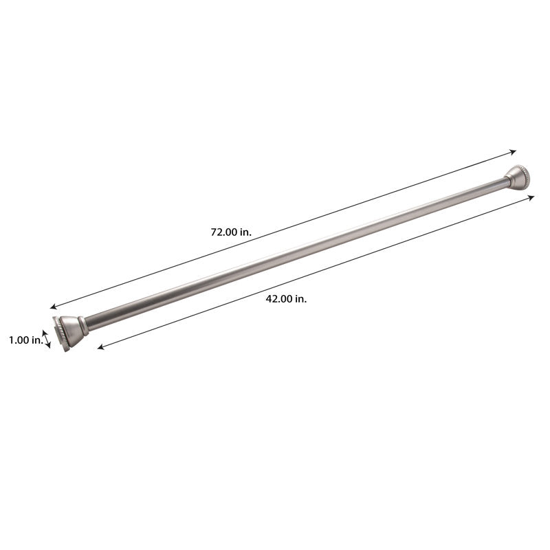 Satin Nickel Straight Tension Shower Curtain Rod - 72" Adjustable