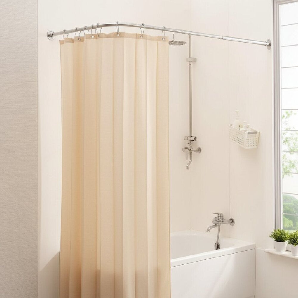 L-Shaped Corner Shower Rod - Brushed Nickel Heavy Duty Adjustable