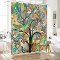 Floral Fabric Shower Curtain with Hooks - Elegant Bathroom Decor