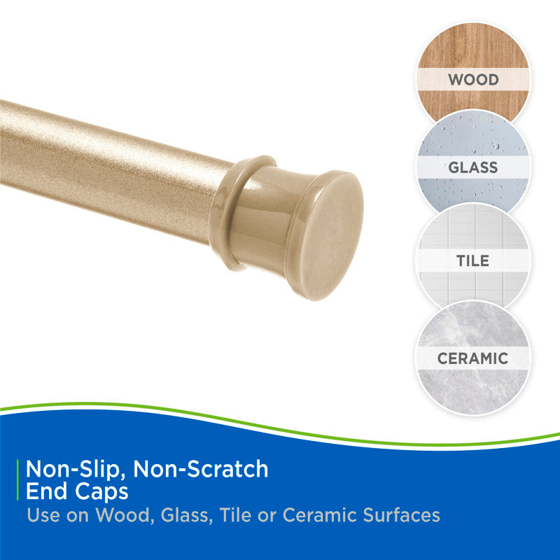 Brass Tension Shower Curtain Rod - Adjustable 42-72" No Tools