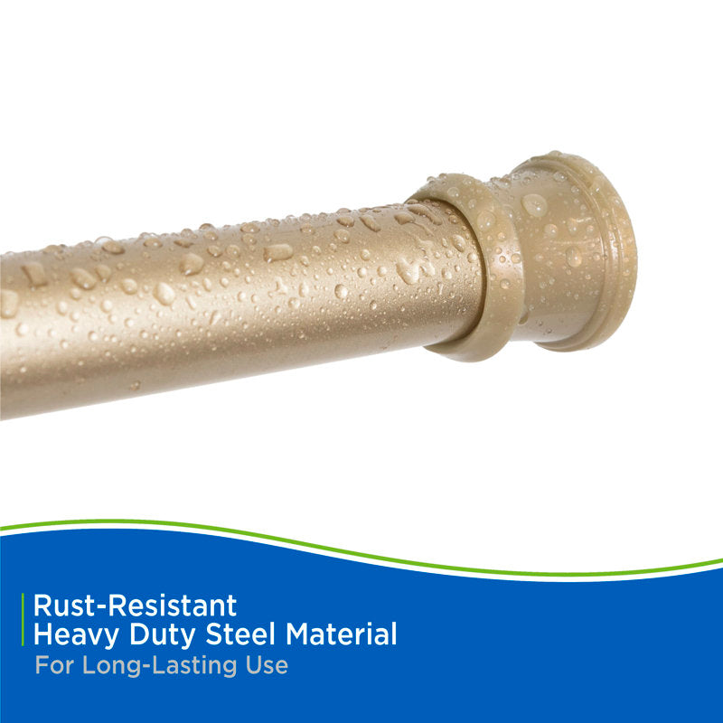 Brass Tension Shower Curtain Rod - Adjustable 42-72" No Tools