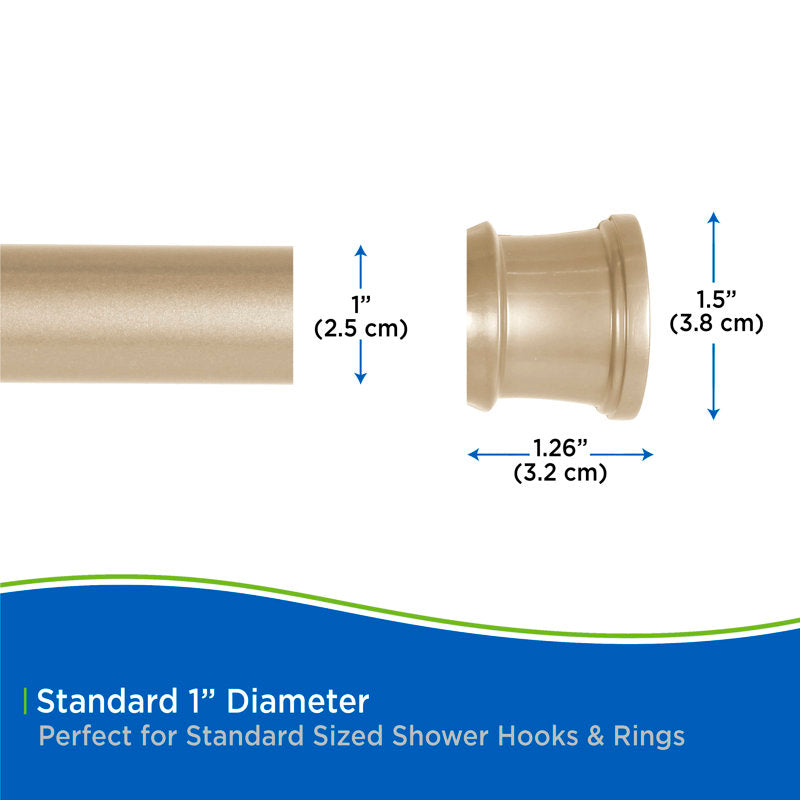 Brass Tension Shower Curtain Rod - Adjustable 42-72" No Tools