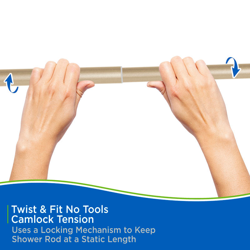 Brass Tension Shower Curtain Rod - Adjustable 42-72" No Tools