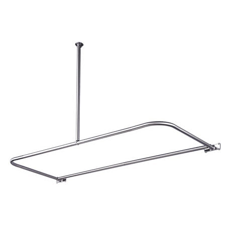 61-Inch D-Shaped Shower Curtain Rod | Vintage Brass Clawfoot Tub Rod