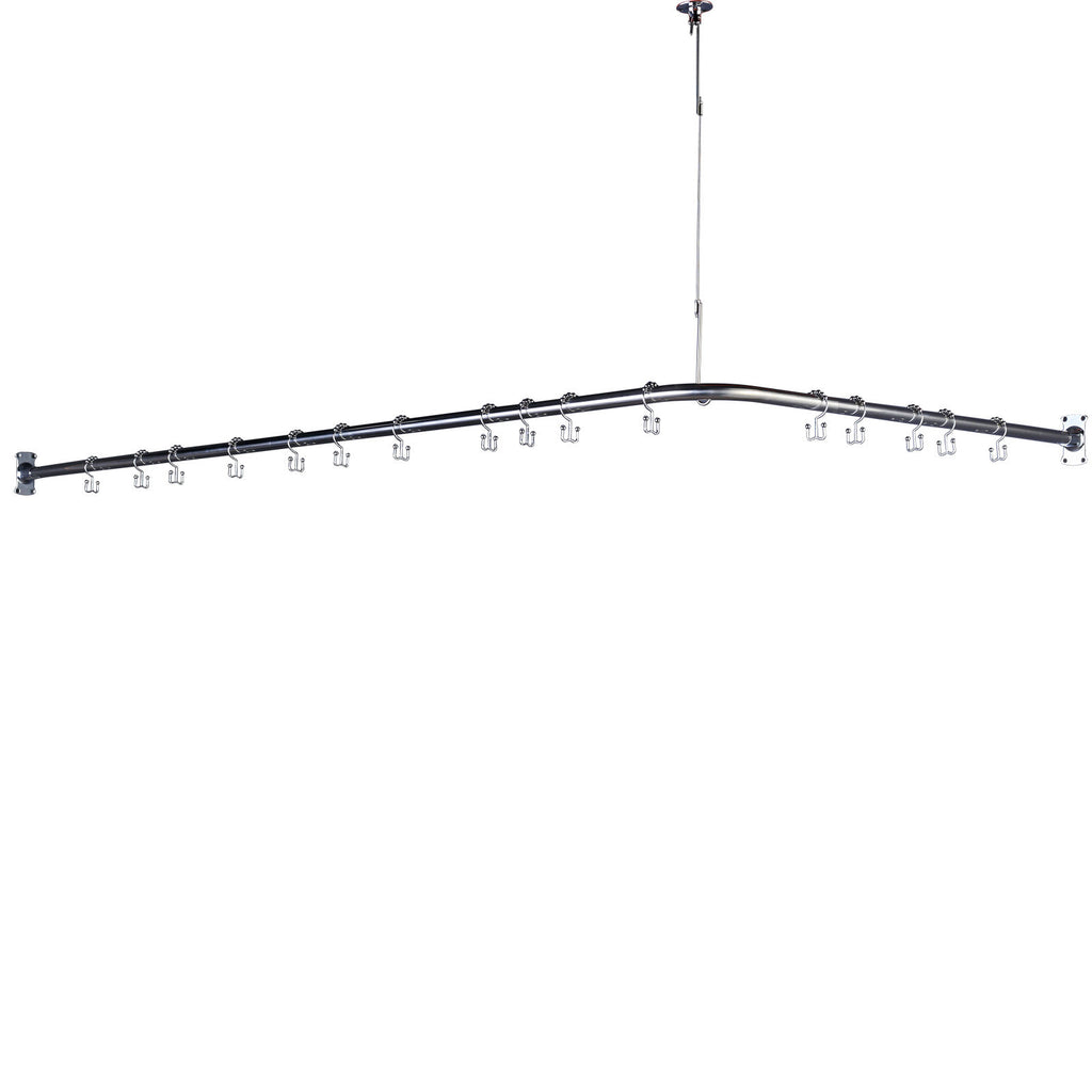 L-Shaped Adjustable Stainless Steel Corner Shower Rod with Support