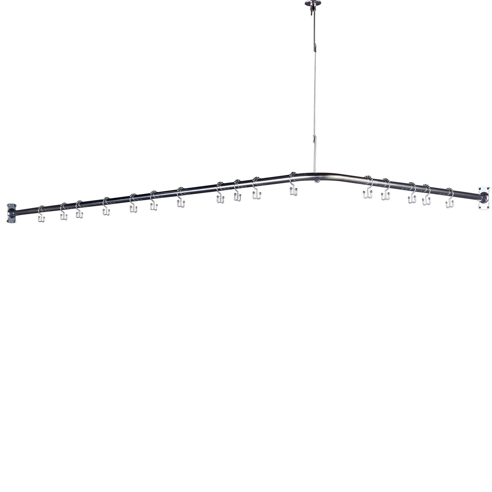 L-Shaped Adjustable Stainless Steel Corner Shower Rod with Support