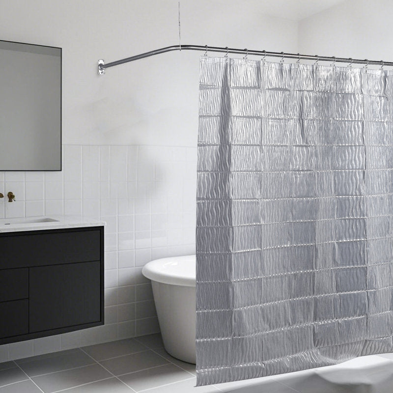 L-Shaped Adjustable Stainless Steel Corner Shower Rod with Support