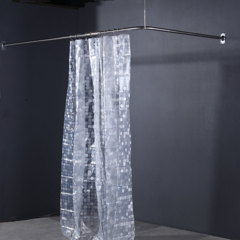 L-Shaped Adjustable Stainless Steel Corner Shower Rod with Support