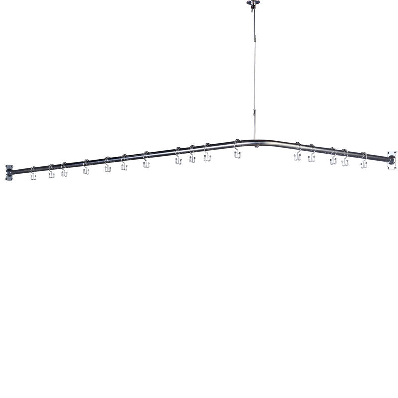L-Shaped Adjustable Stainless Steel Corner Shower Rod with Support