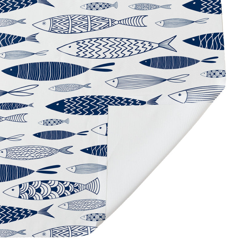 Leeann Coastal Fish Pattern Polyester Shower Curtain