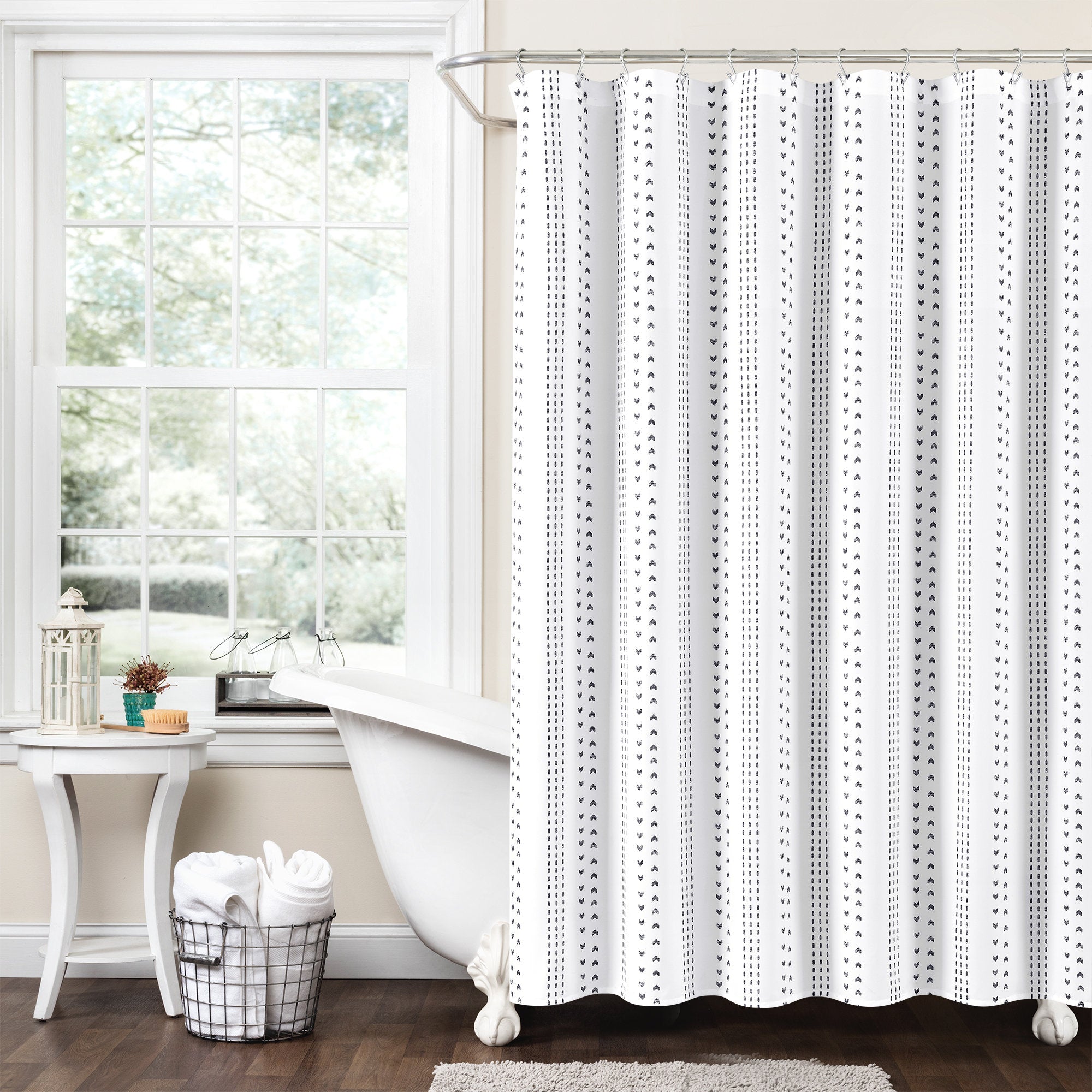 Hygge Stripe Shower Curtain - Scandinavian Geometric Fabric Bathroom