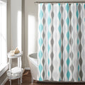 Mid Century Geo Shower Curtain - Retro Wavy Fabric for Bathroom