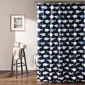Whale Shower Curtain Coastal Microfiber for Kids & Guest Bathrooms