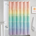 Rainbow Ombre Ruffled Shower Curtain - Microfiber Kids Bathroom Decor
