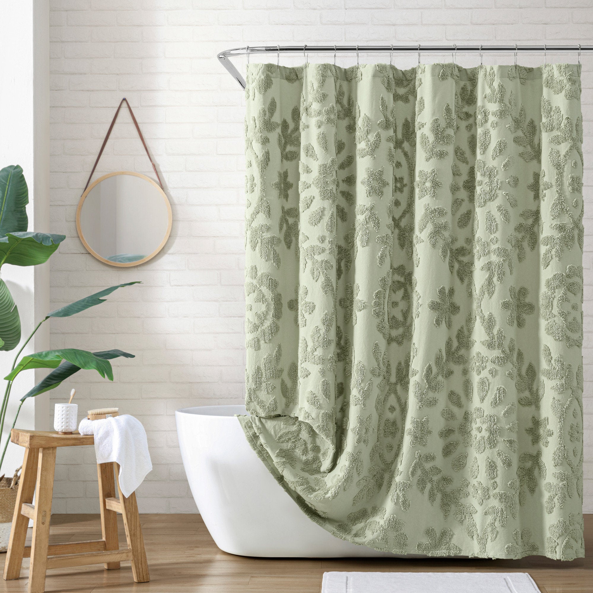 Peri Home Chenille Laurel Cotton Shower Curtain - 72x72 Bathroom Decor