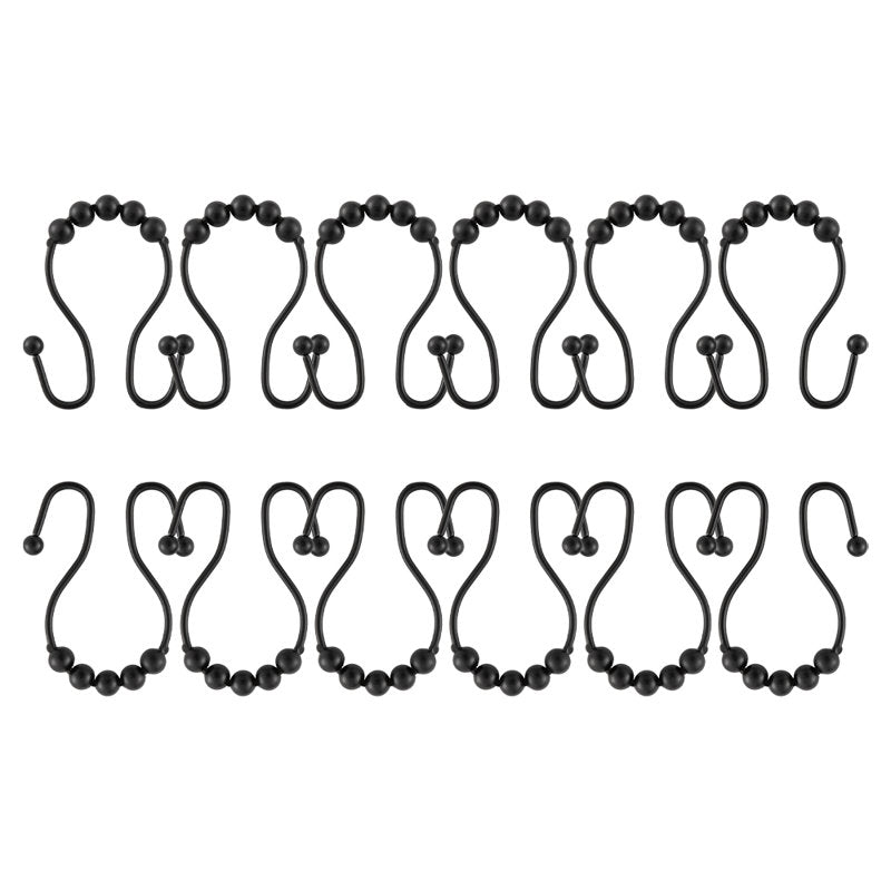 Double Shower Curtain Hooks Stainless Steel Rustproof Bathroom Set