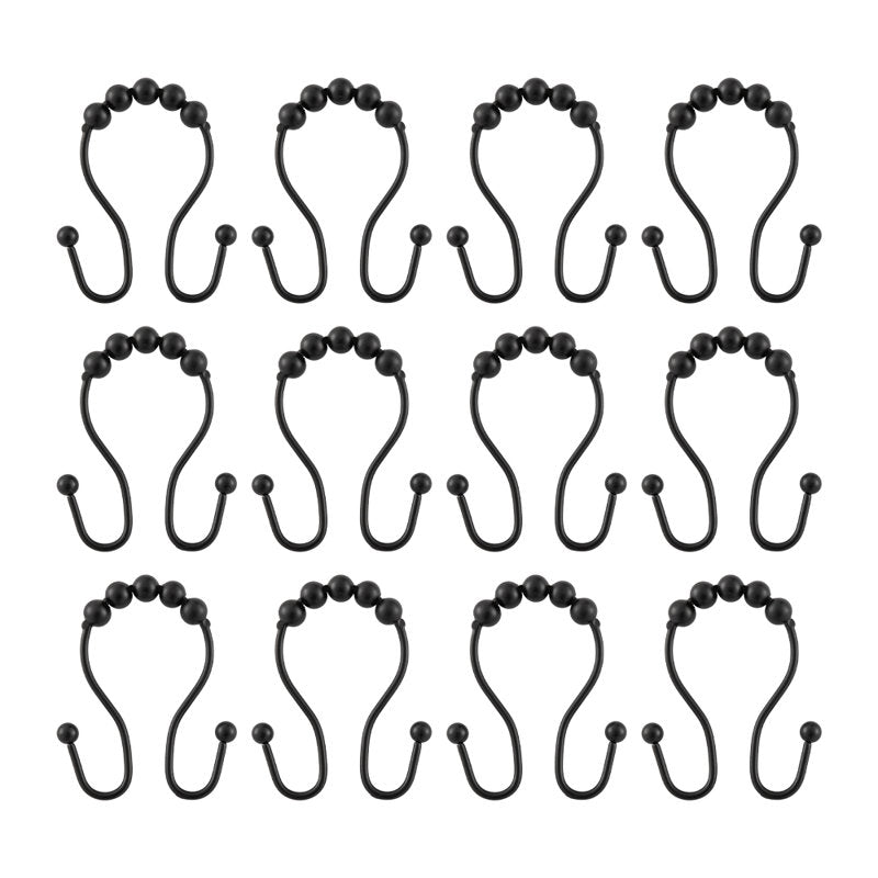 Double Shower Curtain Hooks Stainless Steel Rustproof Bathroom Set