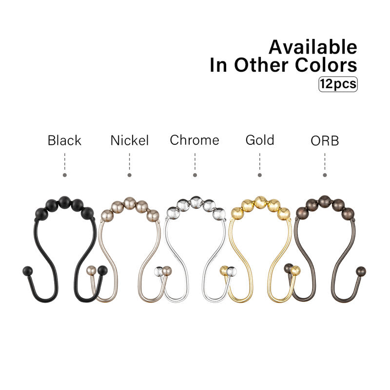 Double Shower Curtain Hooks Stainless Steel Rustproof Bathroom Set