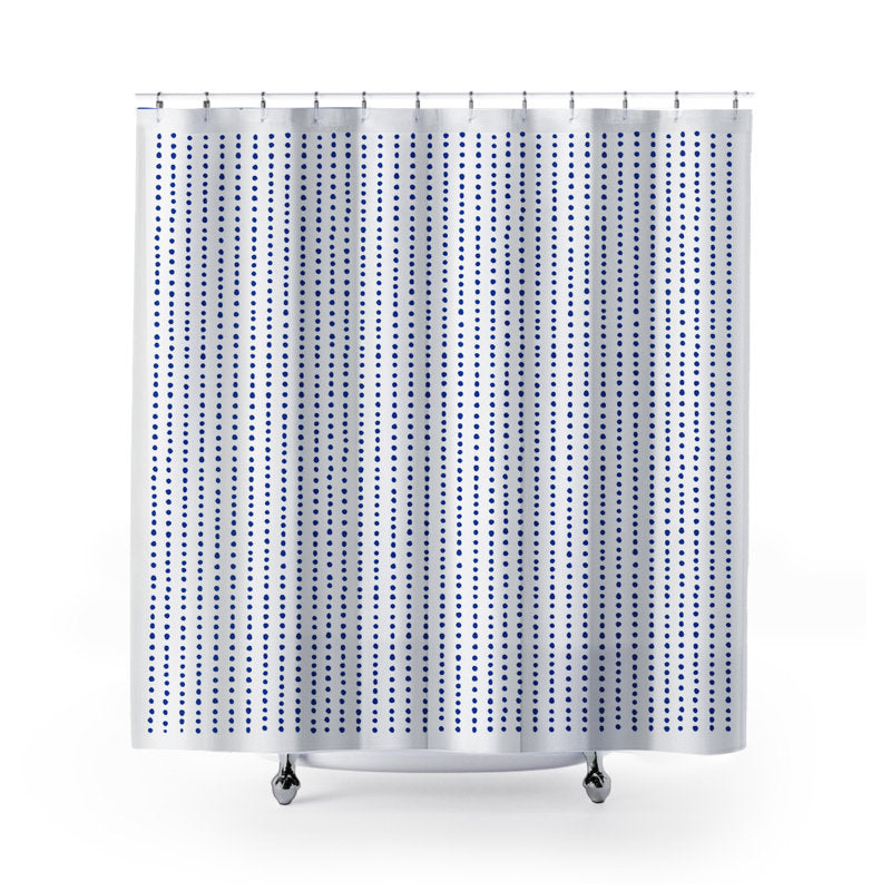 Navy Mid-Century Modern Shower Curtain - Abstract Dots Bathroom Decor