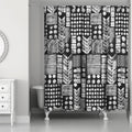 Geometric Shower Curtain - Modern Black & White Fabric for Bathroom