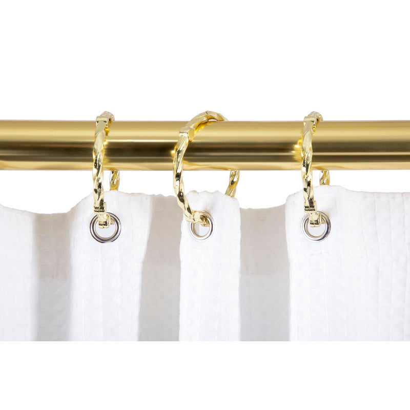 D-Shape Aluminum Shower Rod & Curtain Set for Freestanding Tubs
