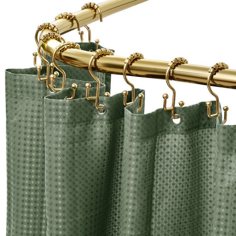 D-Shape Aluminum Shower Rod & Curtain Set for Freestanding Tubs